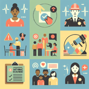 ภาพกราฟิกการรับสมัครงานและการบริการสุขภาพ