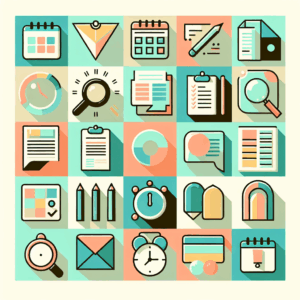 ไอคอนและสัญลักษณ์สำหรับการจัดการงาน