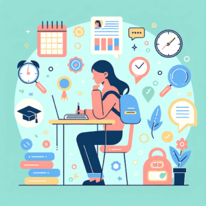 หญิงสาวนั่งเรียนที่โต๊ะเรียน