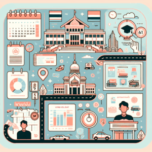 ภาพกราฟิกของอาคารและข้อมูลการศึกษา