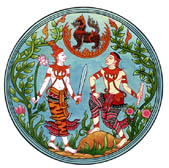 ภาพศิลปะไทยคู่ต่อสู้ในธรรมชาติ