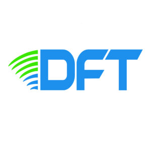 โลโก้ DFT สีน้ำเงินและเขียว