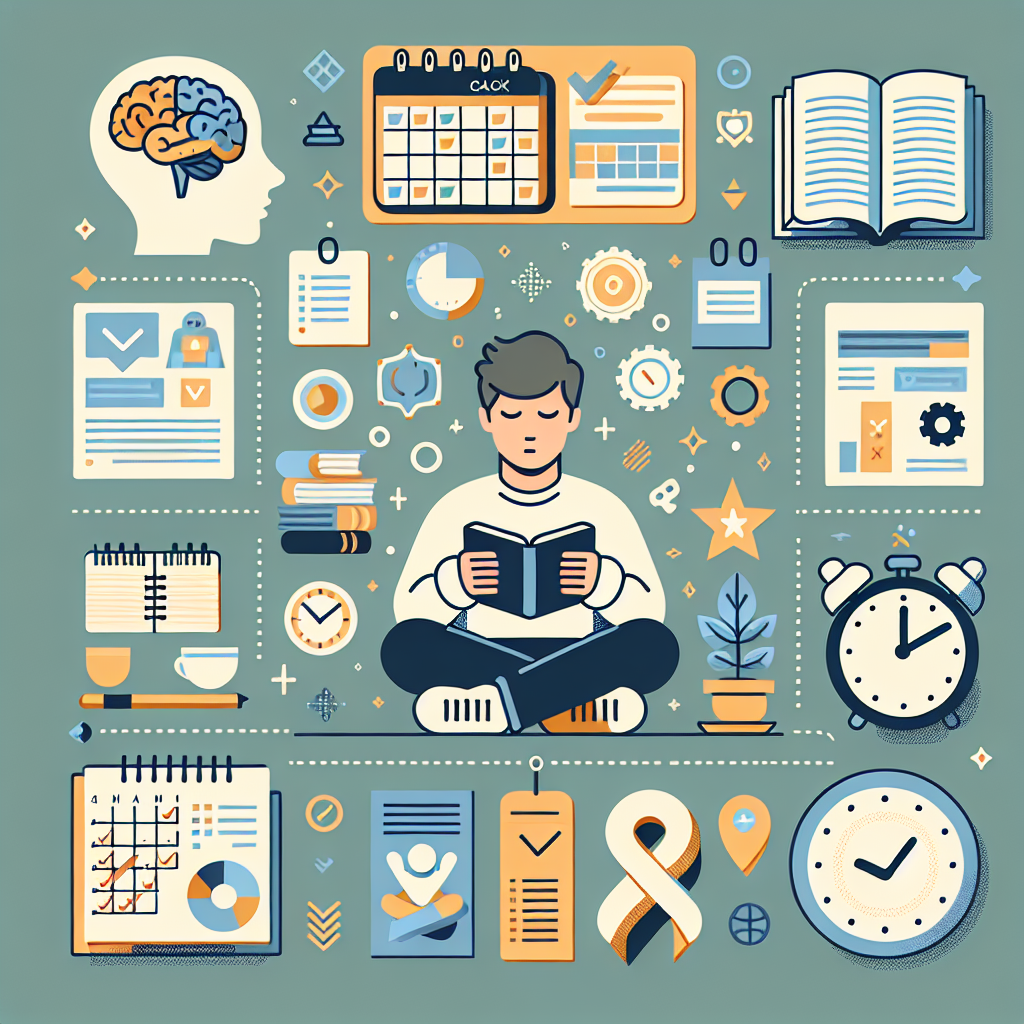 เด็กชายอ่านหนังสือท่ามกลางสัญลักษณ์การจัดการ