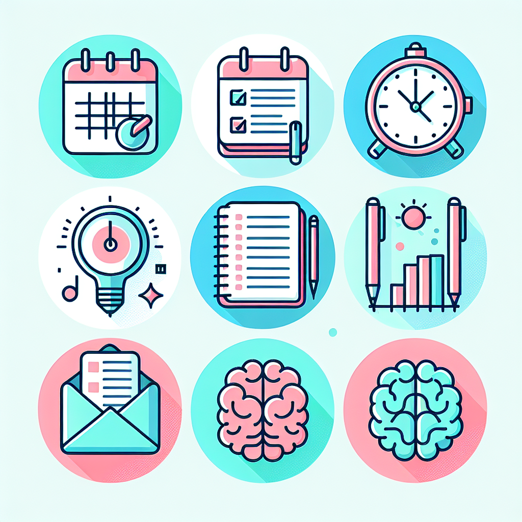 ไอคอนที่เกี่ยวกับการจัดการเวลาและความคิดสร้างสรรค์