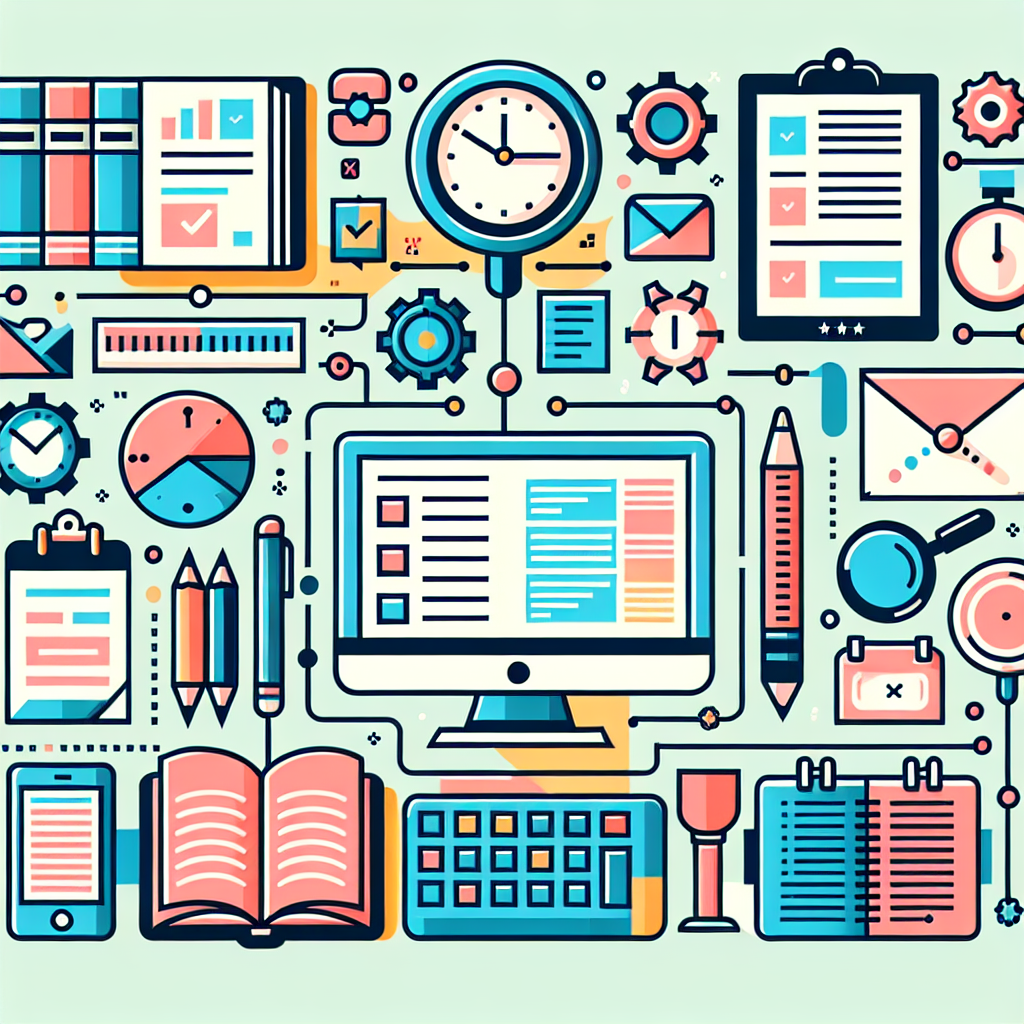 ภาพอุปกรณ์สำนักงานและการจัดการข้อมูล