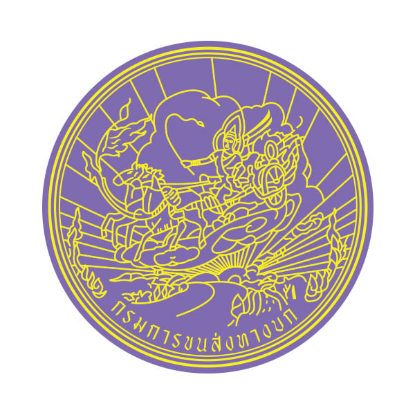 ตราสัญลักษณ์สีม่วง ประดับด้วยลวดลาย