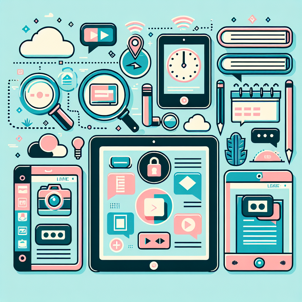 กราฟิกแสดงอุปกรณ์เทคโนโลยีหลากหลาย